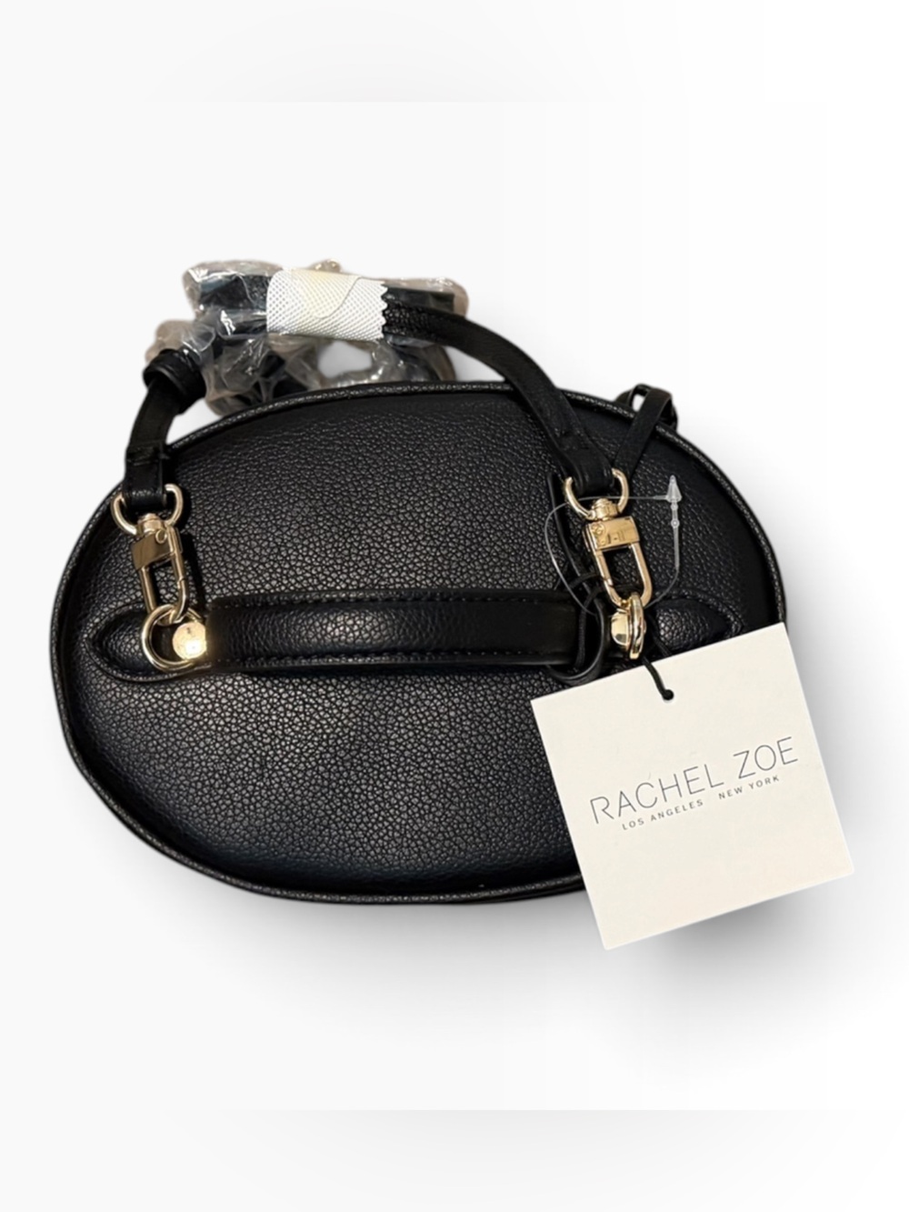 Rachel Zoe Black Pebbled Leather Vanity Bucket Crossbody Bag